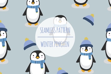 Winter Penguin – Seamless Pattern
