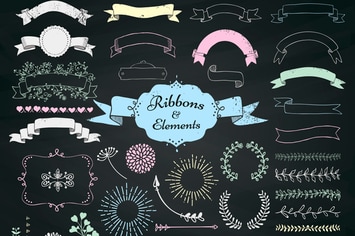 Chalk Drawing Ribbons and Elements