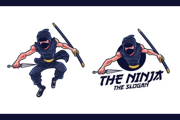 Cartoon Ninja Character Mascot Logo