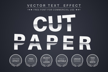 Cut paper - editable text effect,  font style