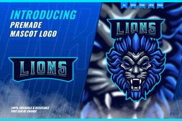 Blue Roar Lion - Mascot Esport Logo Template