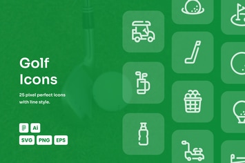 Golf Dashed Line Icons