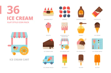 Ice Cream Flat Style Icon Set