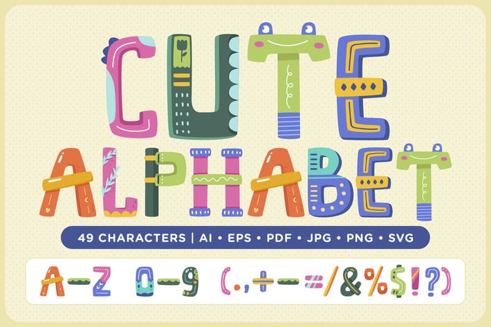 Cute Alphabet Vector Pack