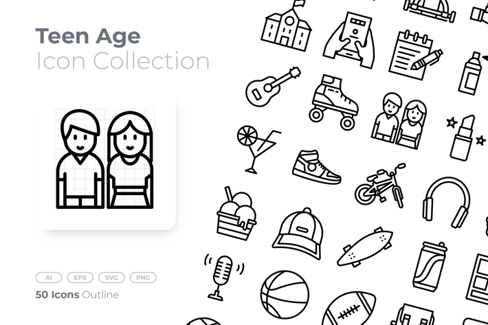Teen Age Outline Icon