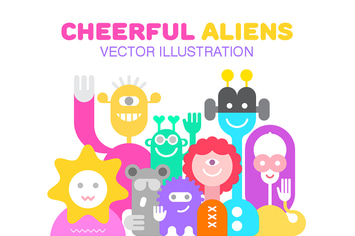 Cheerful Aliens vector illustration