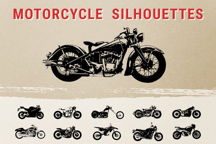 Vintage Motorcycle Silhouettes