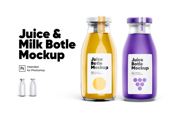 Juice & Milk Bottles Mockup Set