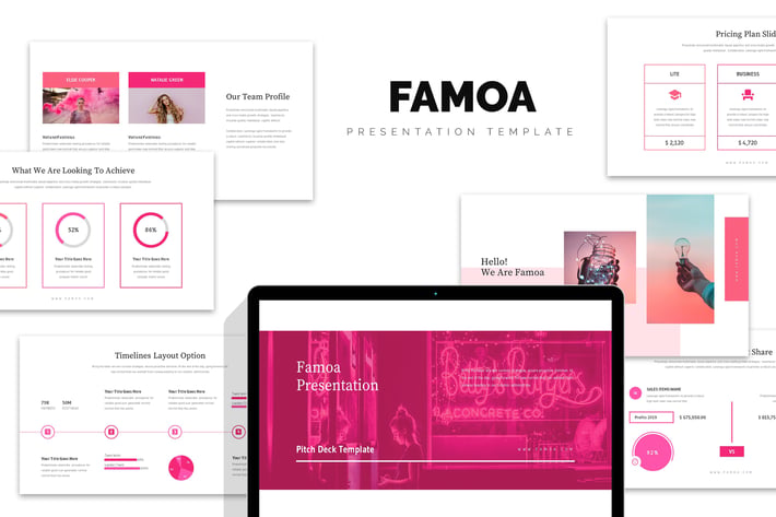 Famoa : Pink Color Tone Pitch Deck Powerpoint