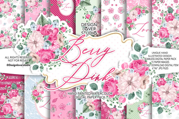 Berry Pink digital paper pack