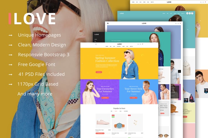 iLove - Creative Online Fashion PSD Template