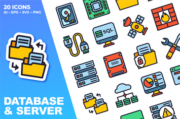 Database and Servers Color Icon Collection