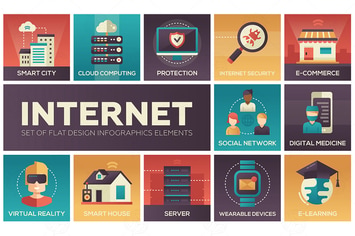 Internet - set of flat design elements