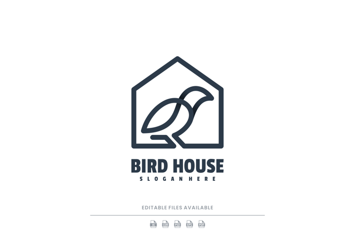 Bird House Line Art Logo