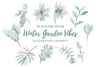 10 Watercolor Winter Garden Vibes Illustration