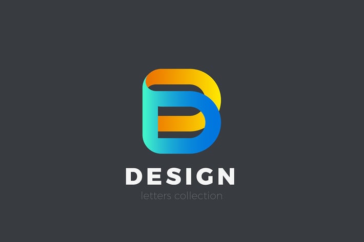 Letter D Logo design 3D Ribbon style