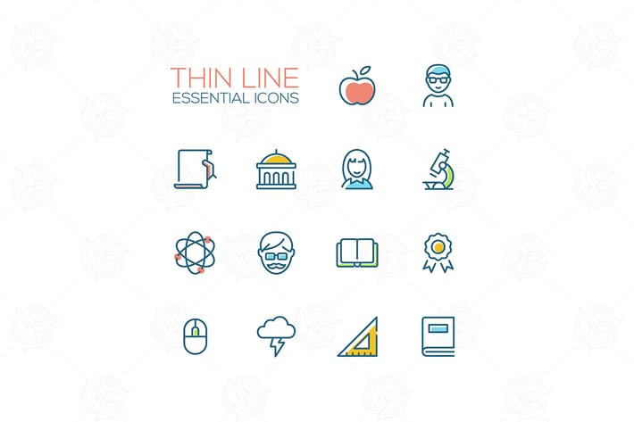 Education - Thin Single Line Icons Set