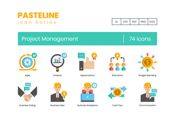74 Project Management Flat Icons