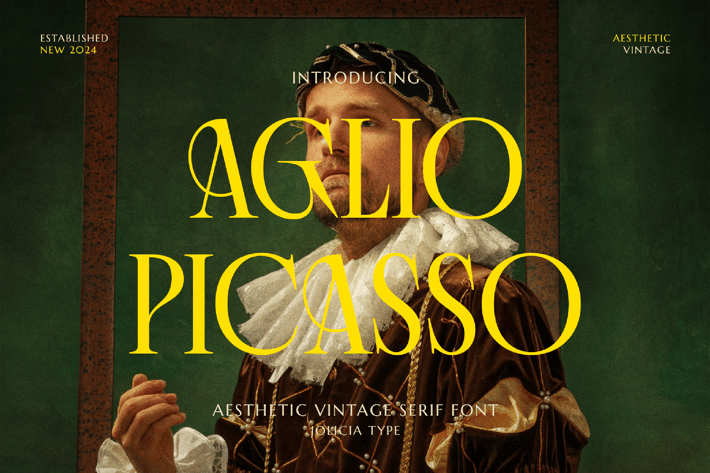 Aglio Picasso | Aesthetic Vintage Serif Font