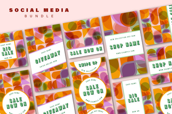 Geometric Multicolor Social Media Bundle Set