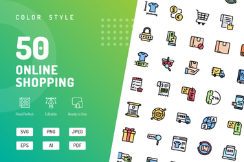 Online Shopping Color Icons