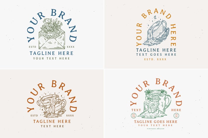 vintage line art coffee design