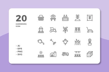 20 Gardening Icons (Line)