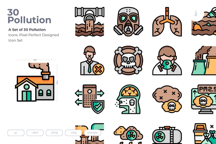 30 Pollution Icons