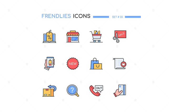 Shopping - modern line design style icons set