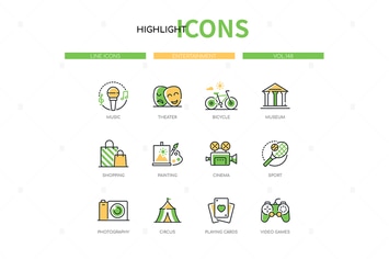 Entertainment - Modern Line Design Style Icons
