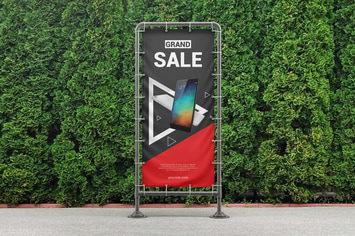 Vinyl Banner On Metal Frame Mockup