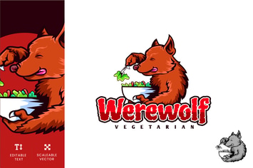 Werewolf Vegetarian Diet Logo Illustration Vector