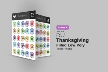 50 Thanksgiving Filled Low Poly Icons