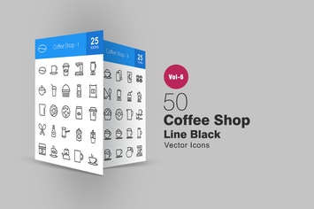 50 Coffee Shop Line Icons