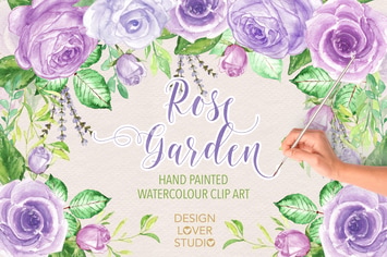 Watercolor "Purple Garden" design