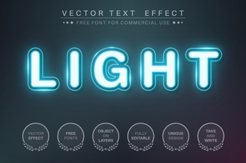 Neon light - editable text effect  for illustrator
