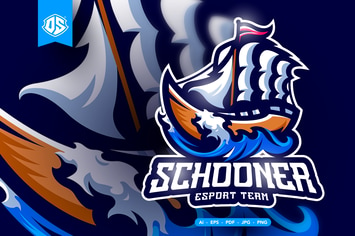 Schooner Ship Esport Mascot Logo