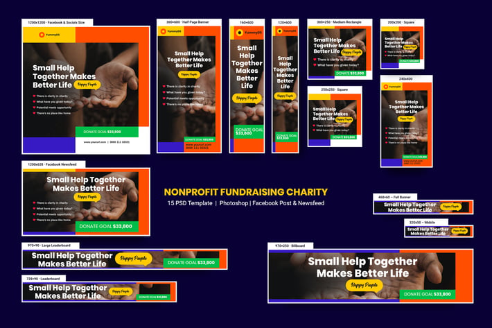 NonProfit Fundraising Charity Banners Ad