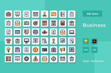 48 Business Multicolor Icon Pack