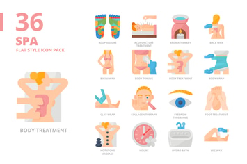 Spa Flat Style Icon Set 
