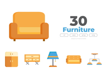 30 Furniture Icons - FLAT