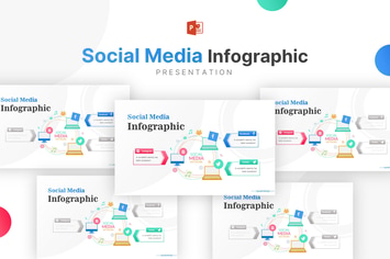 Laptop Illustration With Social Media Infographic
