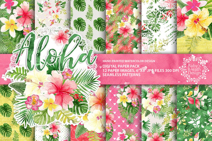 Tropical Digital paper pack