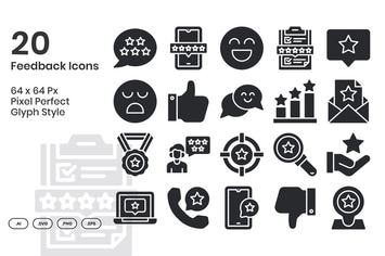 20 Feedback Icons Set - Glyph