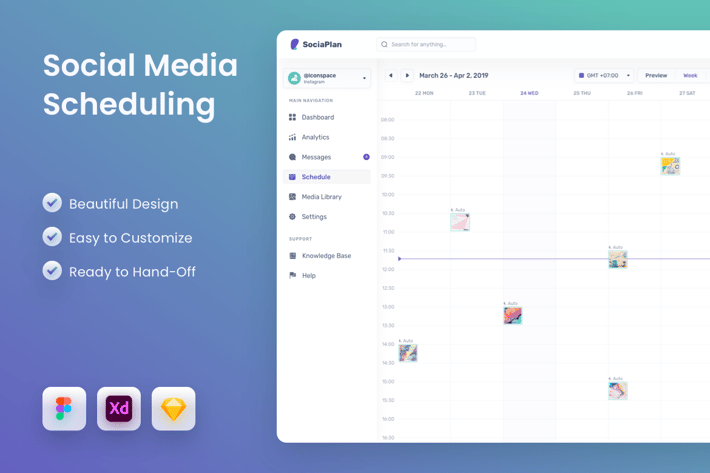 Social Media Scheduling App UI Template