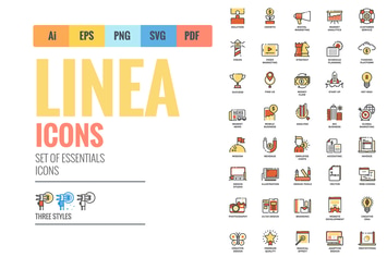 Big Collection of Flat Color Line icons