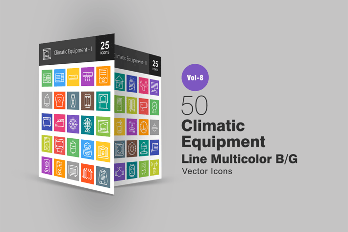 50 Climatic Equipment Line Multicolor B/G Icons