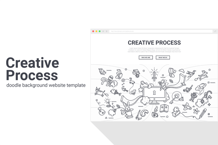 Creative Process Doodle Background Web Template
