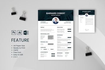 Professional CV And Resume Template Osbert