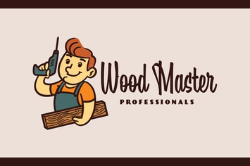 Cartoon Retro Smiling Carpenter Mascot Logo
